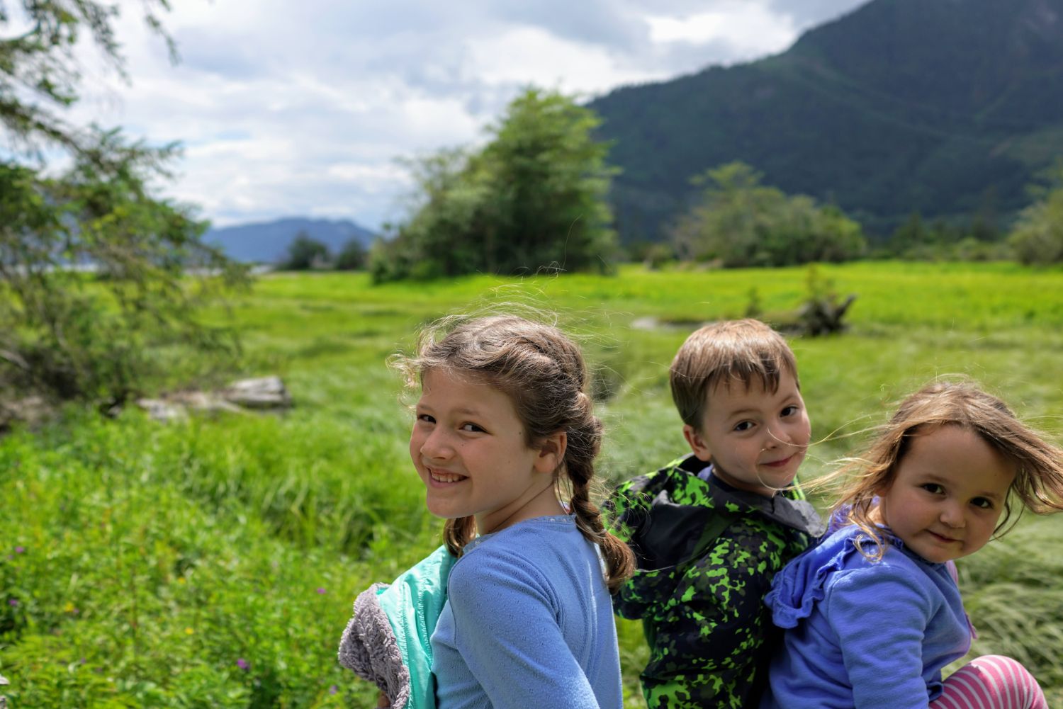 Back-to-back in the meadow grass