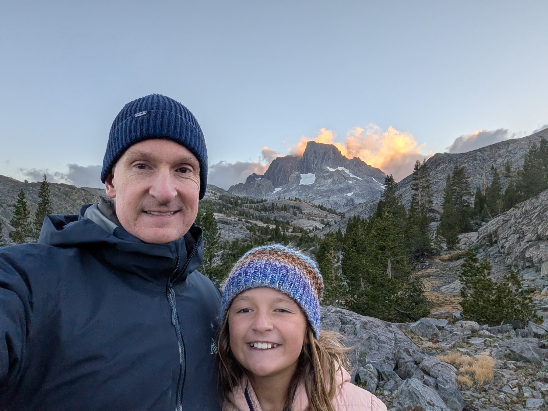 Alpenglow on Banner Peak from camp